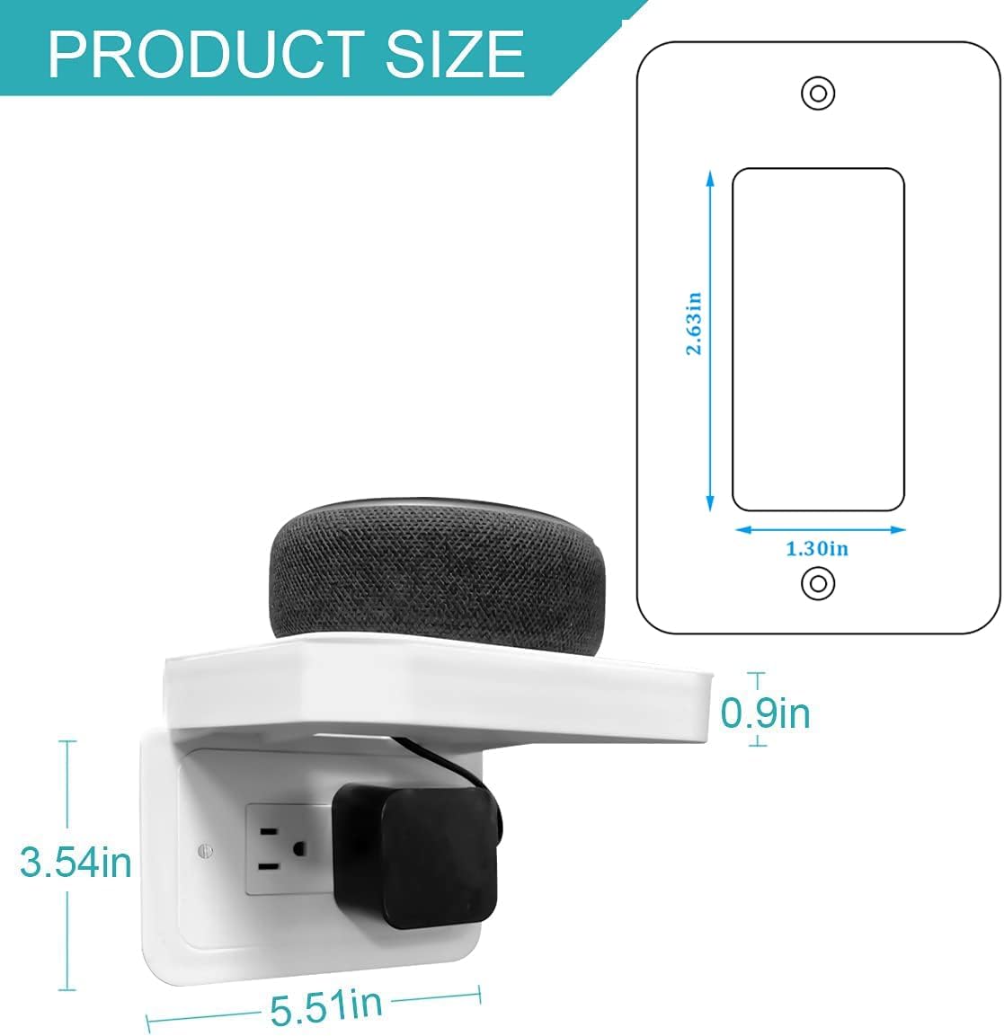 ALLICAVER Outlet Shelf, (Horizontal Decora Standard) Bathroom Wall Holder with Built-in Cable Management, Wall Organizer for Smart Home Decor Space Saving Electric Toothbrush Use as Echo Holder