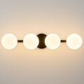 Bathroom Vanity Mirror Light Fixtures: 4 Lights Bath Wall Sconce Lighting - Black Vanity Lights with Milk Glass Shade - Modern Minimalist Makeup Light Fixture above Mirror for Hallway Bedroom E26 Base