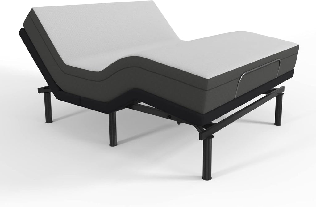 Blissful Nights e4 Queen Adjustable Bed Base Frame with 10" Medium Firm Gel Infused Memory Foam Mattress