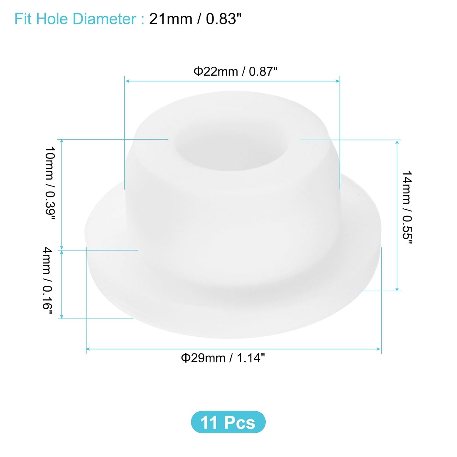 uxcell 11Pcs Silicone Hole Plug, Waterproof Round Rubber Stoppers Bottle Seal Plugs Tube Pipe End Caps for 21mm/0.83" Hole for Bathtub Bottle, White
