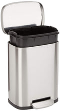 Amazon Basics Smudge Resistant Mini Rectangular Trash Can With Soft-Close Foot Pedal, Brushed Stainless Steel, for Bathroom & small space, 5L/1.32 Gal, 7.3x8.5x11.8 in, Satin Nickel Finish