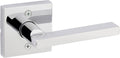 Kwikset Halifax Dummy Door Handle, Single Sided Lever for Closets, French Double Doors, and Pantry, Polished Chrome Non-Turning Reversible Interior Push/Pull Lever, Square Rose