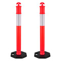 VEVOR 2 Pack Traffic Delineator Posts, 48 inches Traffic Safety Cones with Weighted Base and Reflective Strips, Heavy Duty Delineator Posts for Construction Site, Parking Lot, Crowd Control, Red