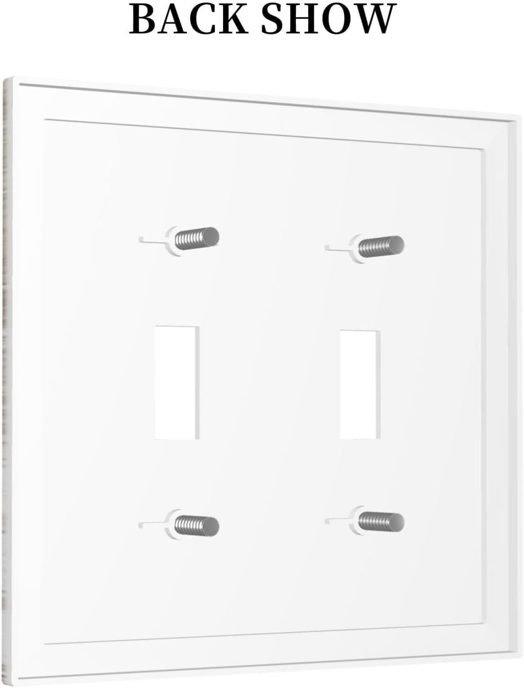 Vintage Light Wood Retro Rustic White Gray Oak Print Decorative Switch Plates 2 Gang Double Toggle Outlet Light Switch Cover Wall Plate Electrical Faceplate for Farmhouse Home Decor