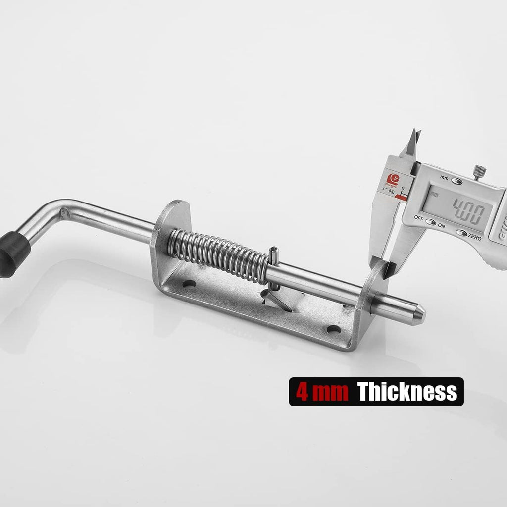 JQK Spring Loaded Sliding Bolt Latch, Heavy Duty 304 Stainless Steel Thickened 4mm Door Lock Barrel Bolt, 8.6 Inch Brushed Finished, HSB500