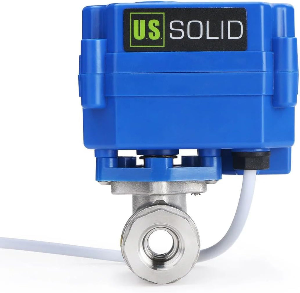 U.S. Solid Motorized Ball Valve- 1/4" Stainless Steel Ball Valve with Full Port, 9-24V AC/DC and 2 Wire Auto Return Setup
