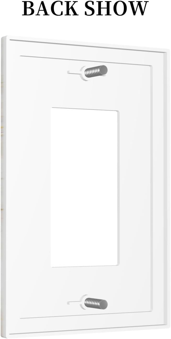White Grey Gold Marble Simple Tiles Decorative Outlet Covers 1 Gang Single Rocker Light Switch Cover Plate Wall Plates GFCI Faceplate for Bathroom Kitchen Decor