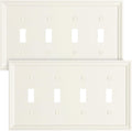 2-Pack Quad Toggle Light Switch Cover Plate, Light Almond Decorative Switch Plate Covers, Natural Bamboo Fiber 4 Gang Wall Plate, Corrosion Resistant