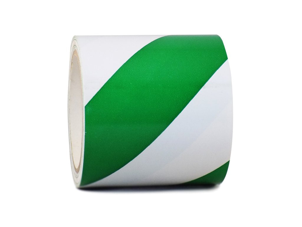 GGR Supplies T.R.U. SST-618C Green & White Hazard Warning Safety Stripe Tape: 4" in. Wide x 18 yds.
