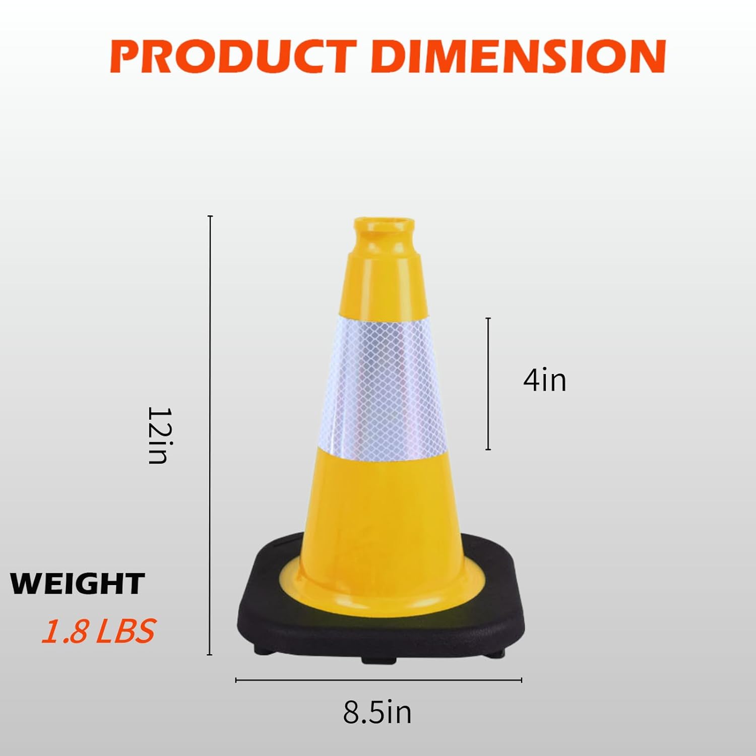 4 Pack 12 Inch Yellow PVC Traffic Cones with Black Base, Durable Sports Training Markers for Gym, Indoor & Outdoor Activities (4, Yellow, 12 Inch)