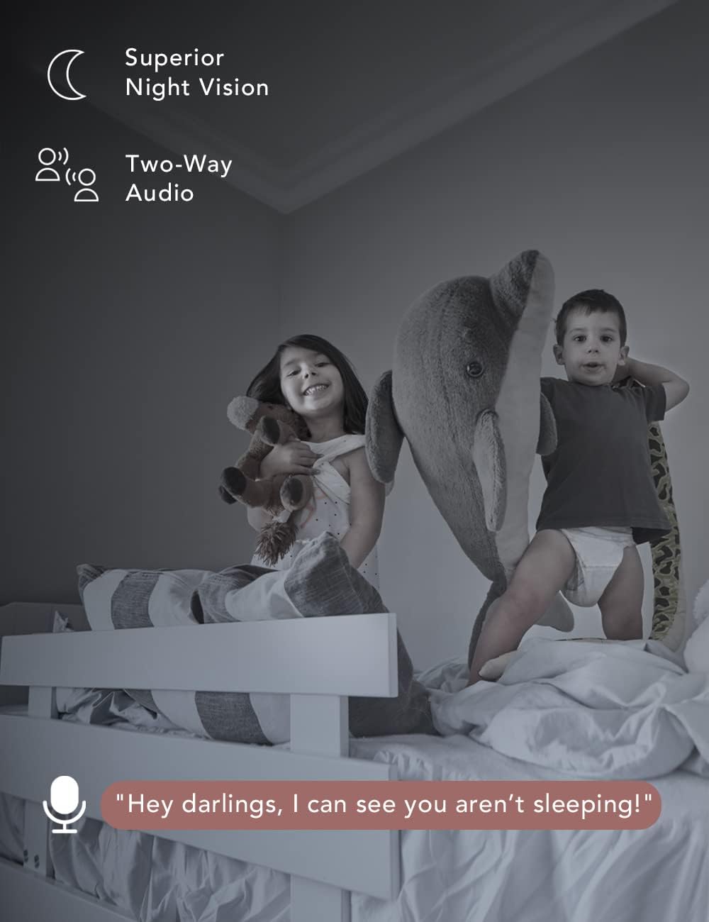 nooie Baby Monitor with SD Card,Baby Monitor with Camera 360 Camera, WiFi Baby Cam with Phone App, AI MotionTracking and Sound Detection,1080P Night Vision Two-Way Audio