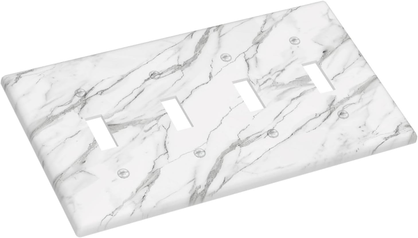 Decorative Light Switch Cover Plate Modern Grey Marble Texture 4 Gang Wall Plates for Electrical Outlets Quad Toggle Switch Plate Covers Outlet Covers Faceplate for Bedroom Home Decor