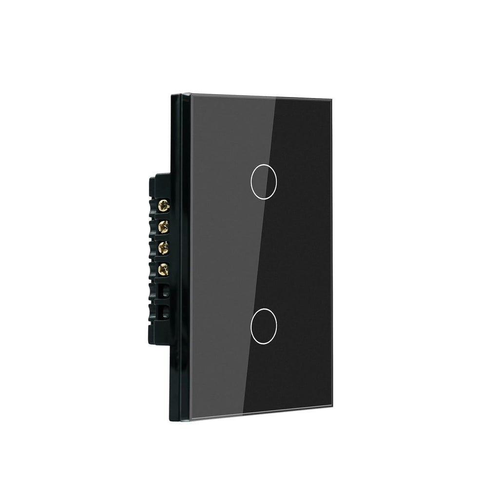 WiFi Smart Light Switch 118X72X34MM Need Neutral Wire,2.4GHz Wi-Fi Touch Switch,Work with Smart Life/Tuya App, Compatible with Alexa and Google Home, Black 2 Gang