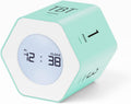 mooas Multi-Hexagon Clock Cube, Digital Clock, Pomodoro Timer, Backlit Display 12/24H Mode Count up & Countdown Timer, Rotating Various Time Presets for Classroom, Gym, Kitchen (Mint)