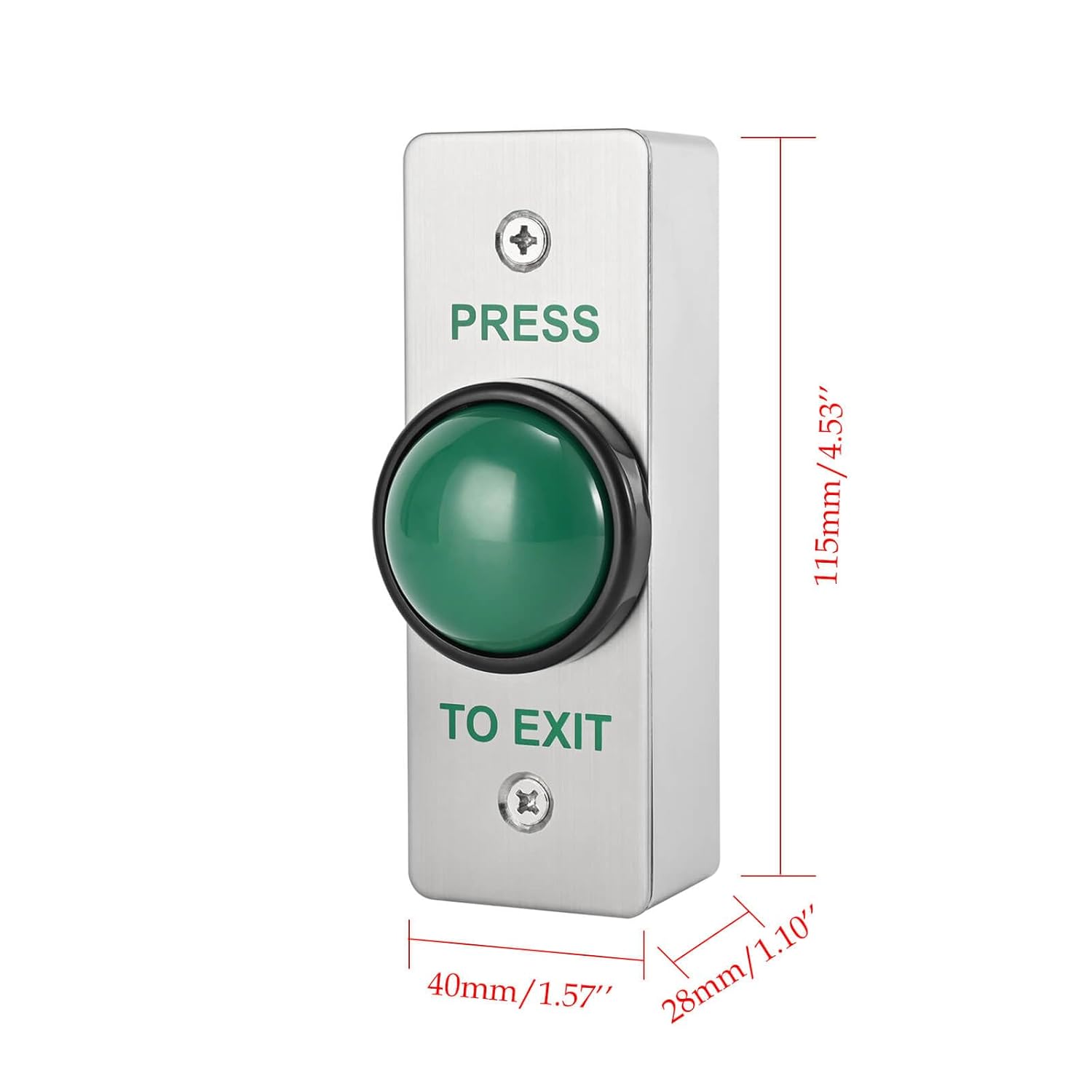 Push to Exit Button for Door Access Control Big Press Button IP68 Waterproof 304 Stainless Steel Shell with Back Mounted Box NO/COM Output