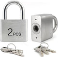 LanuBe 304 Stainless Steel keyed Alike Marine Small Padlocks for Outdoor use, 1-9/16 inch Wide Body, Stainless Steel Body, Normal Shackle, Pack of 2