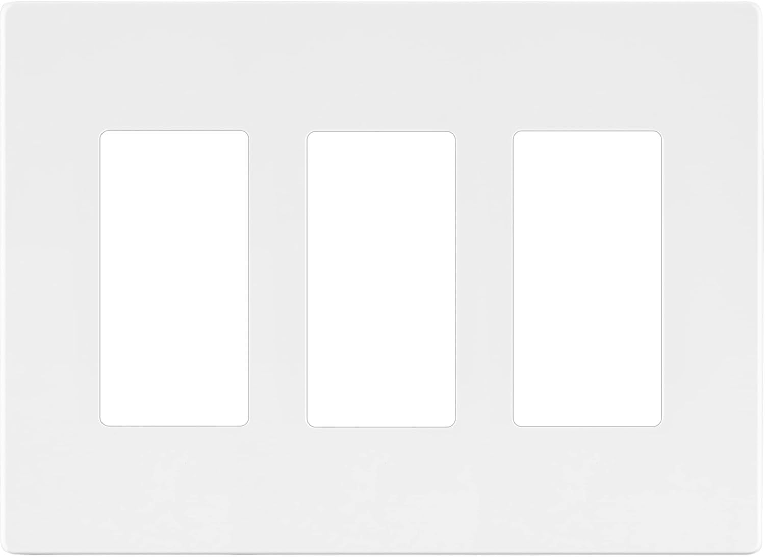 LIDER Matte Finish Triple Decorator Switch Cover, Screwless Wall Plate, Mid-Size 3-Gang 4.88" x 6.77", Polycarbonate Thermoplastic, UL Listed, LSWP-33M-W, White