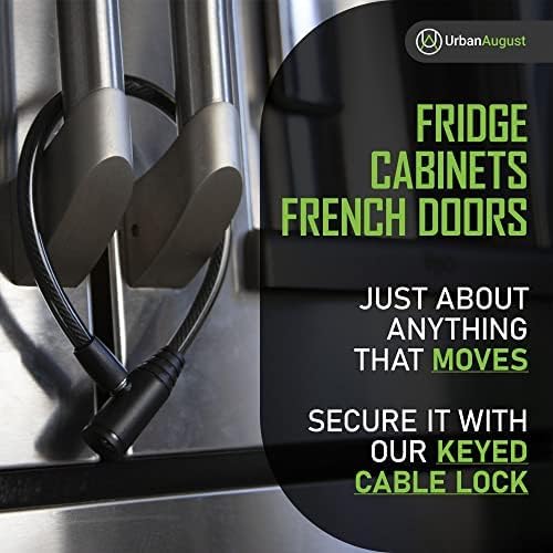 Urban August Child-Proof Refrigerator Lock for Kids & Adults - Lock for French Door Fridge and Cabinet (Small, White, 6 Pack Keyed Alike)