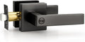 Probrico 1 Pack Interior Privacy Grey Door Handle, Gunmetal Black Locking Bedroom & Bathroom Lever, Reversible for Right & Left Side