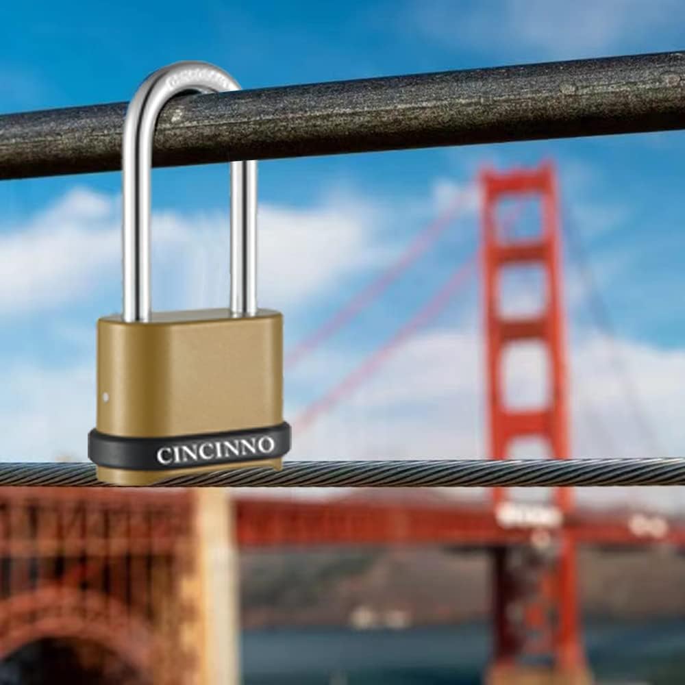 4 Digit Combination Lock, Heavy Duty Combo Padlock with Long Shackle for Outdoor Use,Sheds, Locker, Storage Unit, Gym and Gate