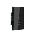 WiFi Smart Light Switch 118X72X34MM Need Neutral Wire,2.4GHz Wi-Fi Touch Switch,Work with Smart Life/Tuya App, Compatible with Alexa and Google Home, Black 3 Gang