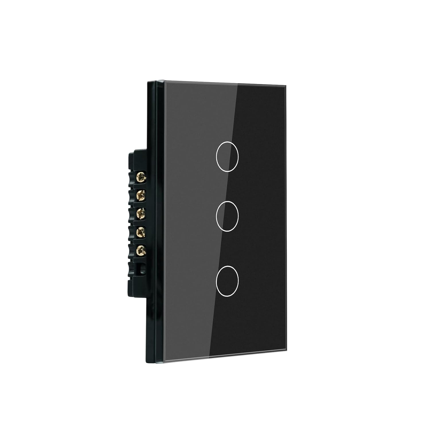 WiFi Smart Light Switch 118X72X34MM Need Neutral Wire,2.4GHz Wi-Fi Touch Switch,Work with Smart Life/Tuya App, Compatible with Alexa and Google Home, Black 3 Gang