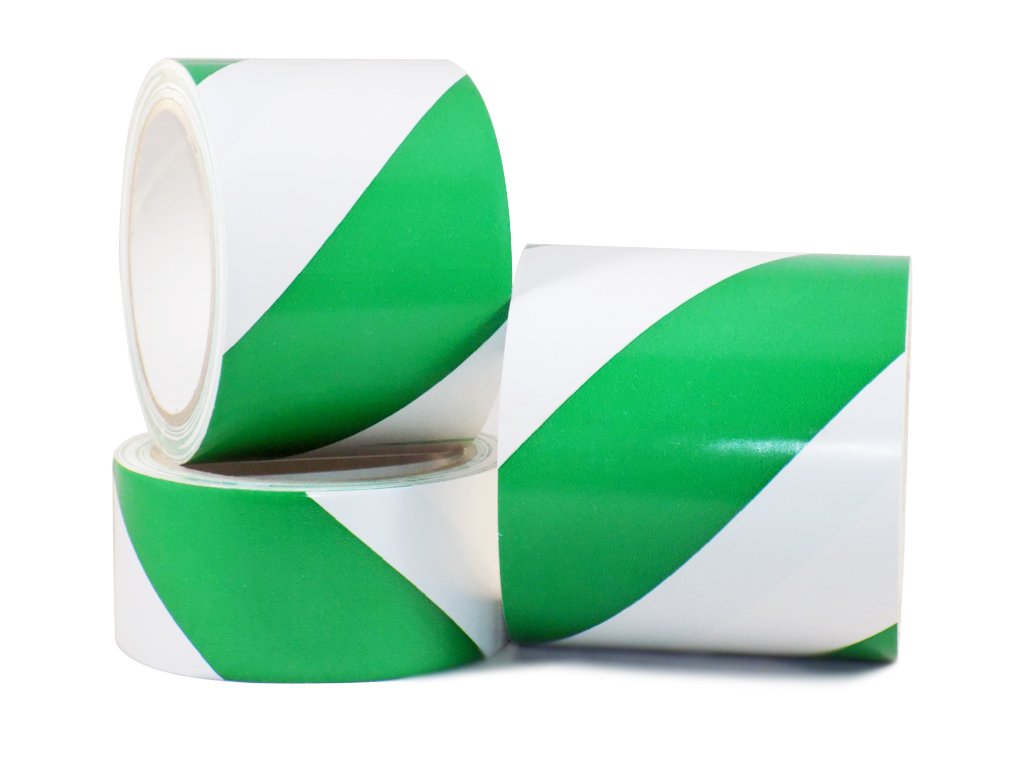 GGR Supplies SST-618C Green & White Hazard Warning Safety Stripe Tape: 1" in. Wide x 18 yds.