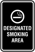 Signs ByLITA Portrait Round Designated Smoking Area Sign with Adhesive Tape, Mounts On Any Surface, Weather Resistant, Indoor/Outdoor Use (Black) - Medium