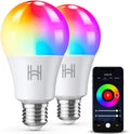 Smart Light Bulbs 2 Pack, A19 Color Changing LED (800 Lumens), WiFi & Bluetooth, Music Sync, Compatible with Alexa & Google Assistant, No Hub Needed, 16 Million Colors