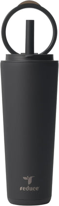 REDUCE Halo 24 oz Stainless Steel Vacuum Insulated Tumbler - Spill Proof Travel Mug with Flip Handle Lid - Keeps Drinks Cold for 32 Hrs - Dishwasher Safe - Cupholder Friendly - Phantom