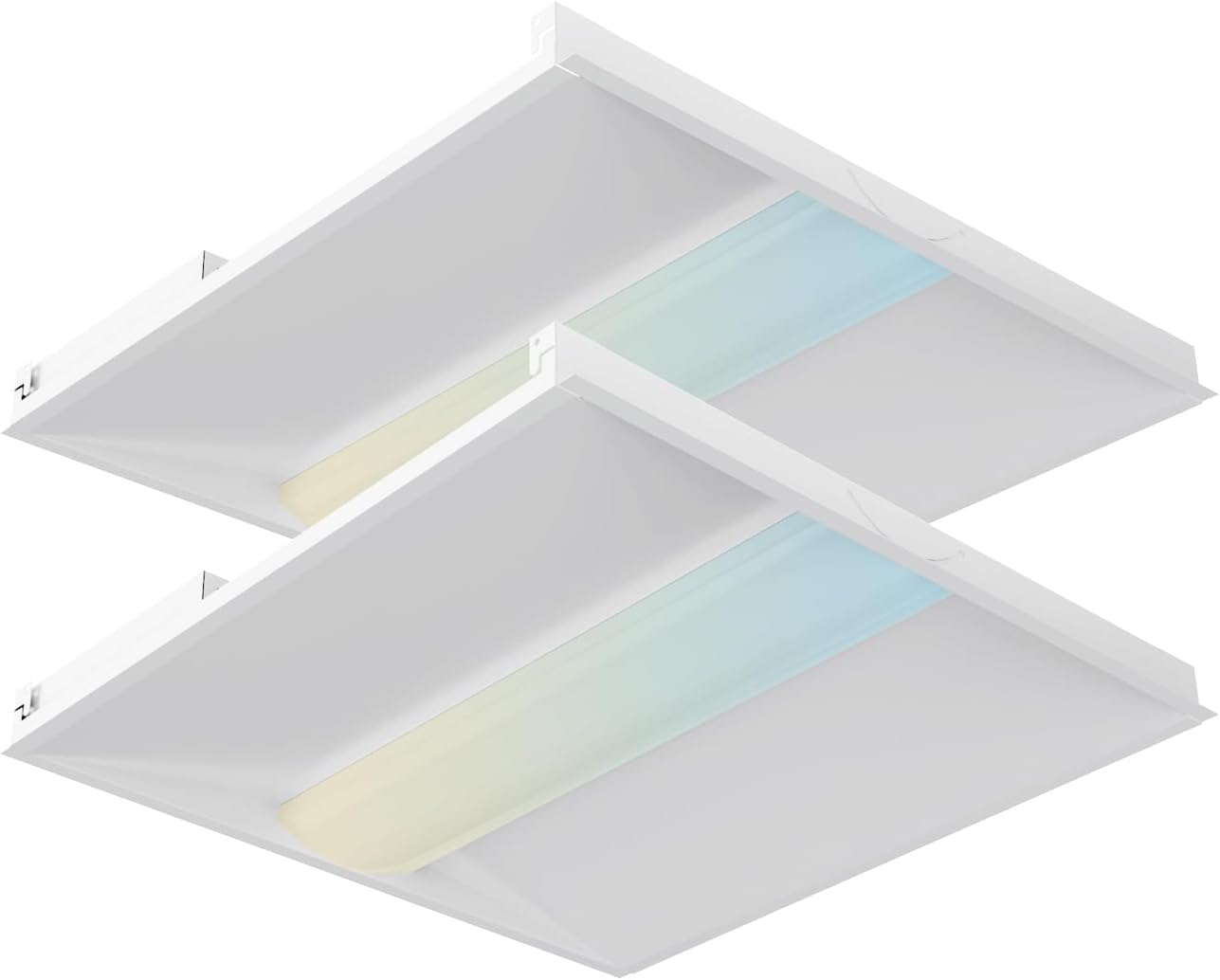 2x2 LED Troffer Light,20/W/25W/30W/35W/40W & 3000K/3500K/4000K/5000K Selectable,5200lm 0-10V Dimmable,ETL DLC Listed,100-277V,for Office & Warehouse 2 Pack