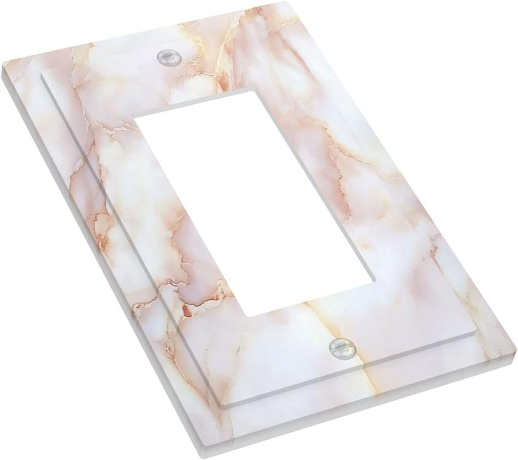 Decorative Outlet Covers Pink Jade Marble Granite 1 Gang Single Rocker Light Switch Cover Plate Wall Plates Gfci Faceplate For Bathroom Kitchen Decor