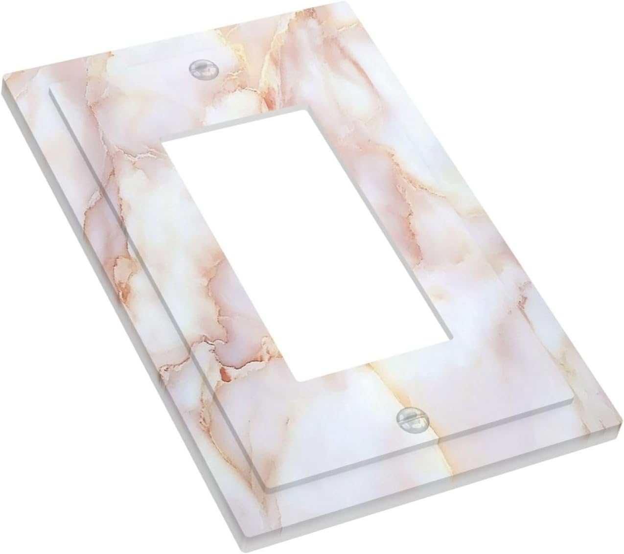 Decorative Outlet Covers Pink Jade Marble Granite 1 Gang Single Rocker Light Switch Cover Plate Wall Plates Gfci Faceplate For Bathroom Kitchen Decor
