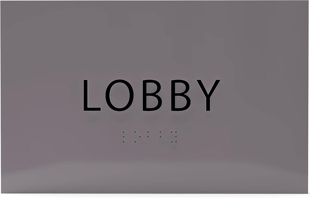 6" X4" Lobby Sign - Tactile Graphics Grade 2 Braille Text Reception Area Sign| Utility ADA Compliant Wall Mount Plastic Signs For Hospital, Offices, Businesses & Apartments
