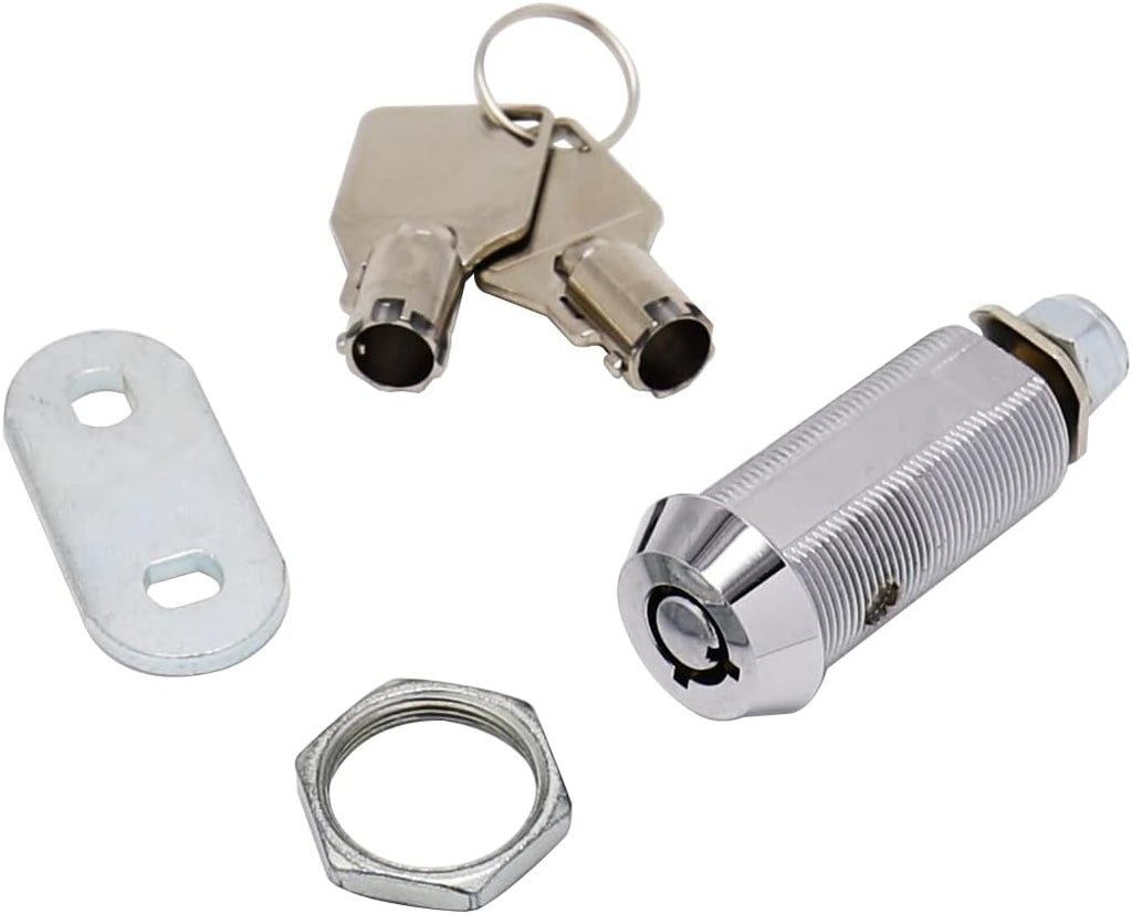 Kingsley Tubular Cam Lock With 1-1/2" Cylinder - Chrome Finish, Keyed Alike, RV Replacement, Camper, Cabinet, ATM, Vending Machine, Tool Box, File Cabinet, Arcade