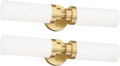Emak 22 Inch Gold Bathroom Light Fixtures Over Mirror, 2 Light Bathroom Vanity Light with Milk Glass Shade, Modern Wall Sconce Set of Two for Bath, Hallway, VL085-GDL-ML-2-2PK