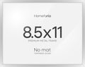 Homeforia 8.5x11 Diploma Frame Silver, High End Metal 8.5 x 11 Certificate Frames, 11x8.5 Document Frame for Wall or Tabletop, 8.5by11 Letter Size Graduation Frames, Tempered Glass, Wall Kit, Set of 1