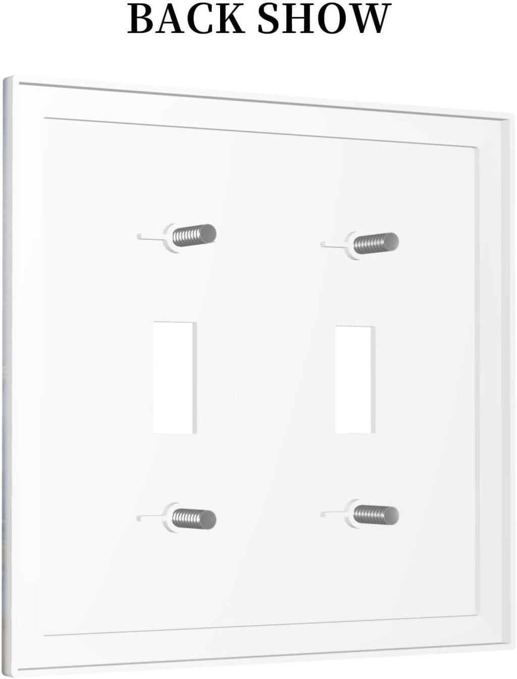 Decorative Switch Plates Colored Art Marble Golden Line 2 Gang Double Toggle Outlet Light Switch Cover Wall Plate Electrical Faceplate For Bathroom Kitchen Decor