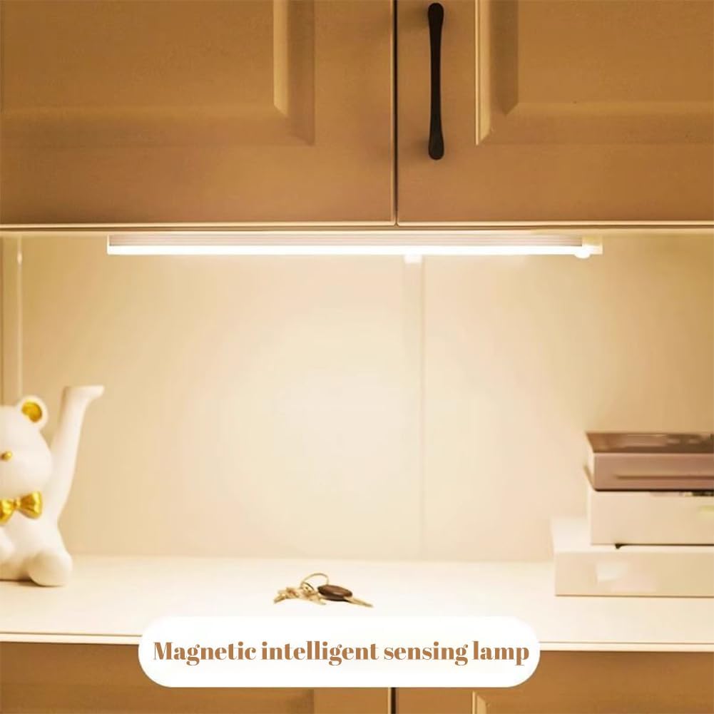 Punch-Free Smart Sensor Magnetic Rechargeable Led Lights, Rechargeable Motion Sensor Lights, Motion Sensor Light Indoor, for Wardrobes Kitchens Closets and Studios (2Set-Warm,20cm/7.87in)