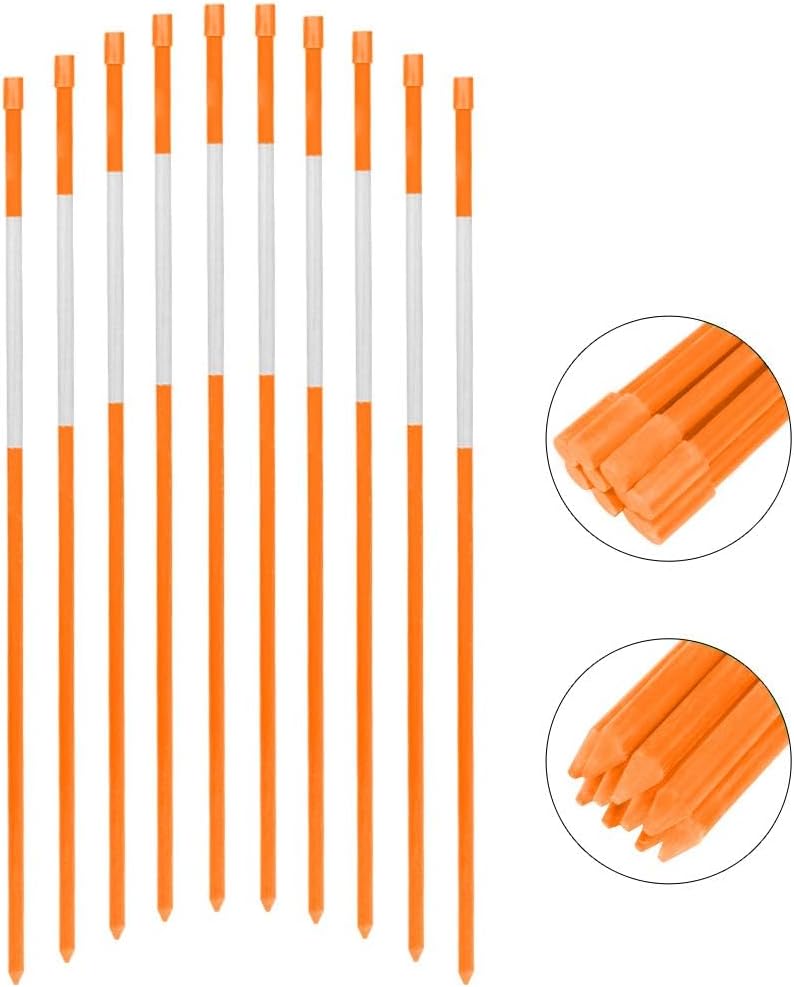 FiberMarker 48-Inch Reflective Driveway Markers, 5/16-Inch Dia Solid Snow Poles, Orange 25-Pack Reflective Snow Markers