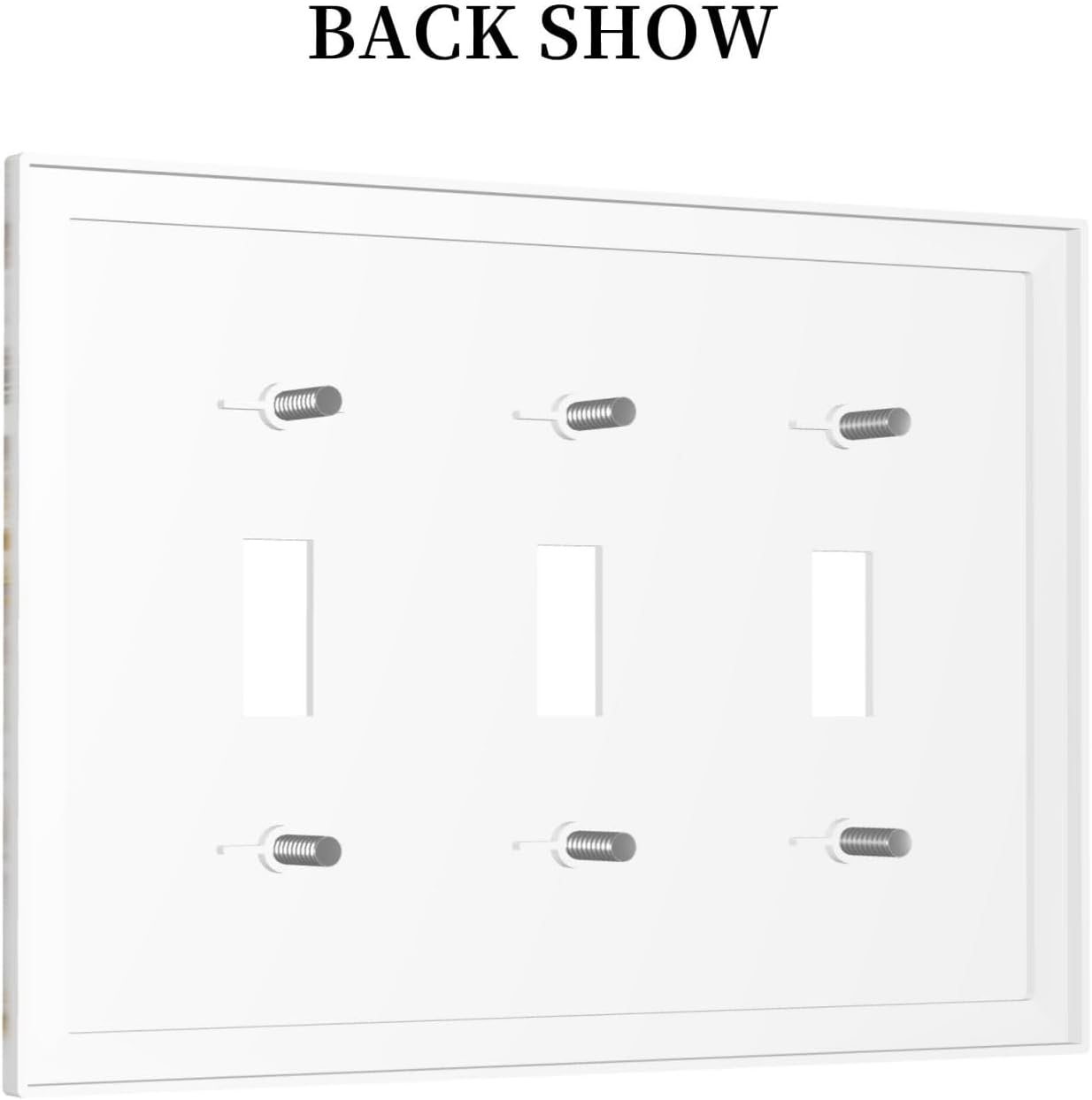 Luxurious Marble Abstract White Gold Tile Modern Simplicity Decorative Switch Plates 3 Gang Wall Plate Triple Toggle Light Switch Cover Faceplate Electrical Wall Panels for Bathroom Kitchen Decor