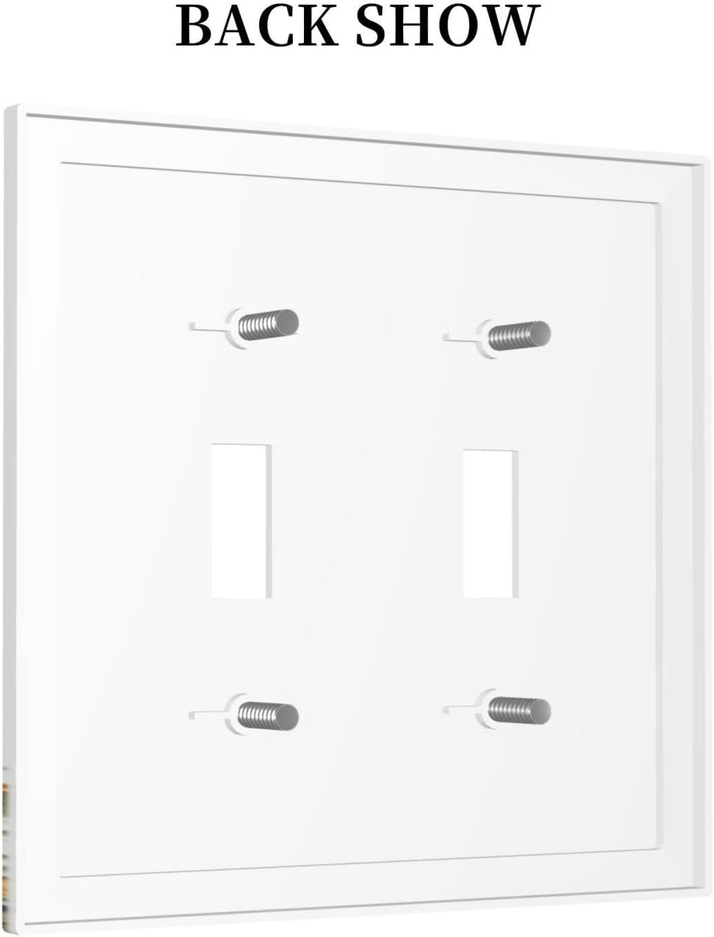Decorative Switch Plate Covers White Background Colorful Flowers Plants Green Leaves 2 Gang Double Toggle Light Switch Cover Plate Electrical Wall Plate Outlet Cover for Bedroom Home Decor