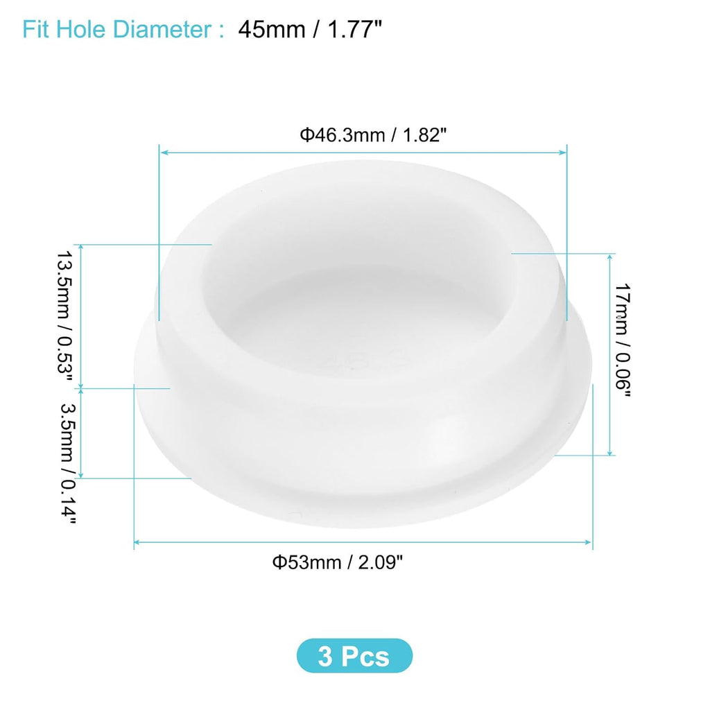 uxcell 3Pcs Silicone Hole Plug, Waterproof Round Rubber Stoppers Bottle Seal Plugs Tube Pipe End Caps for 45mm/1.77" Hole for Bathtub Bottle, White