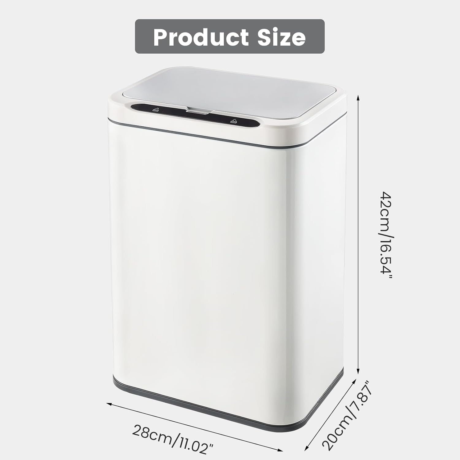 ELPHECO Stainless Steel Office Trash Can Motion Sensor Garbage Can Touchless Smart Trash Can Automatic Waste Bin for Kitchen, Office, Bathroom (White, 5.5 Gallons)