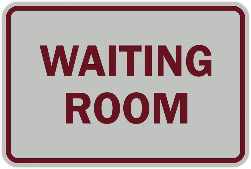 Signs ByLITA Classic Framed Waiting Room (Light Grey/Burgundy) - Small