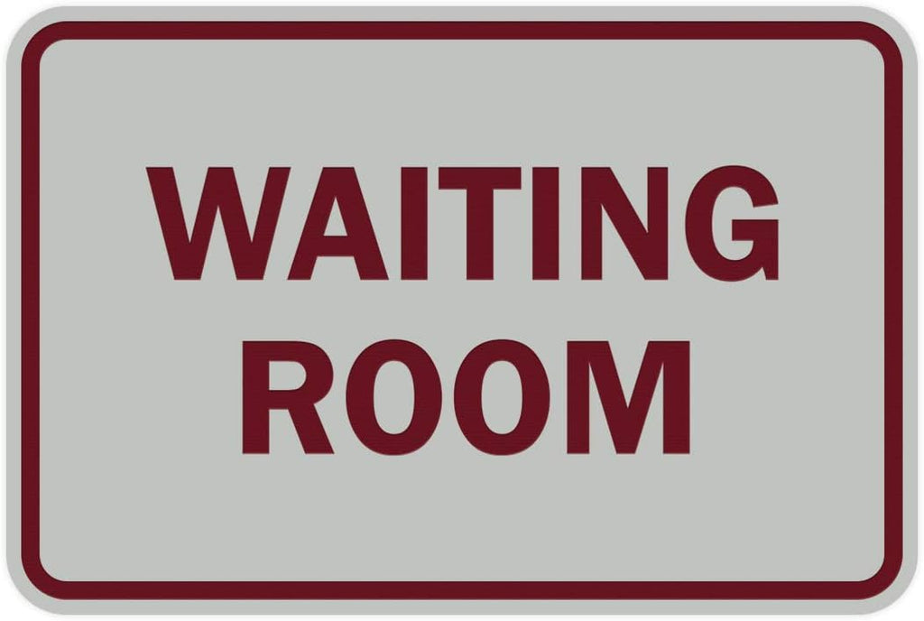 Signs ByLITA Classic Framed Waiting Room (Light Grey/Burgundy) - Small 2 Pack