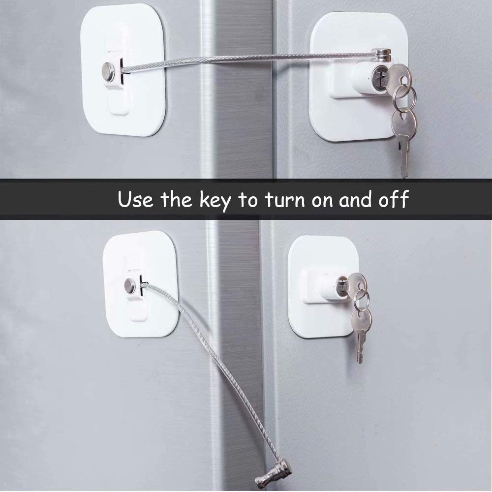 Locks for Refrigerator,2 Pack Fridge Lock with Keys,Lock for a Fridge,White Refrigerator Lock