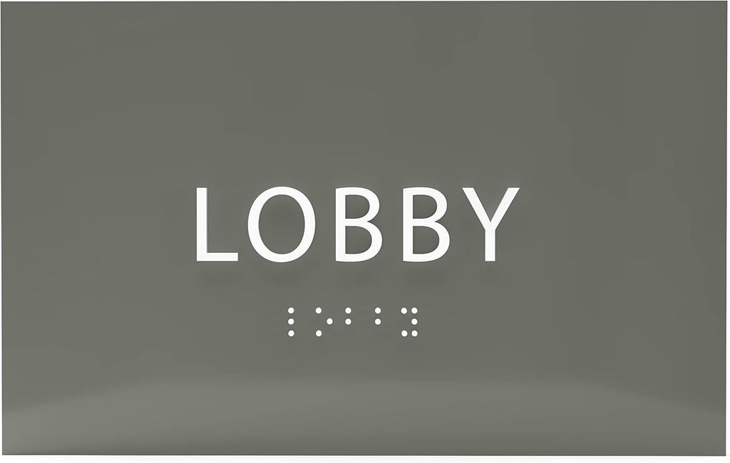 6" X4" Lobby Sign - Tactile Graphics Grade 2 Braille Text Reception Area Sign| Utility ADA Compliant Wall Mount Plastic Signs For Hospital, Offices, Businesses & Apartments