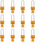 1-3/16 in. Small Aluminum Key Lock，Keyed Alike Padlocks with Long Shackle for School Gym Locker, Toolbox,12 Pack