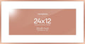 Homeforia 12x24 Rose Gold Picture Frame, High End Metal 12x24 Poster Frames with Mat 8x20 Photo, 12 x 24 Rose Gold Frame Matted to 8 x 20 Art, 24x12 Panoramic Frame, Tempered Glass, Wall Kit, Set of 1